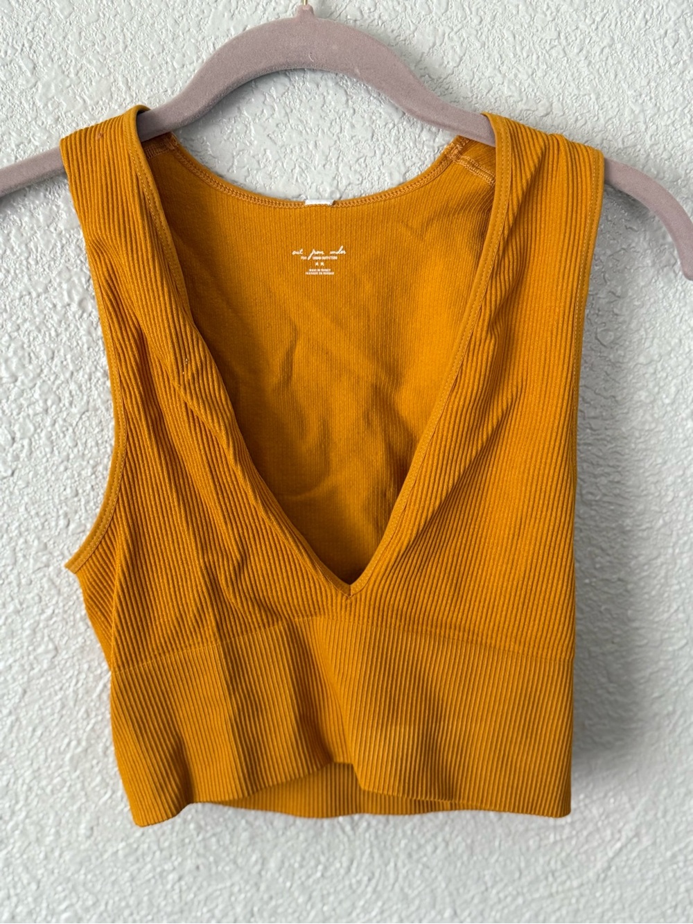 Urban Outfitters Ribbed V-Neck Mustard Crop Top